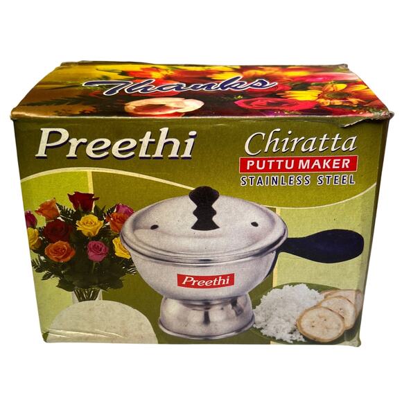 Chiratta Puttu Maker by Preethi w/ Handle  Pressure Cooker Stainless Steel 300ML - Picture 1 of 7